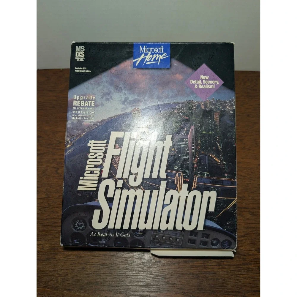 Microsoft Flight Simulator MS-DOS Version 5.1 PC 1995 3.5 Floppy Big Box Good